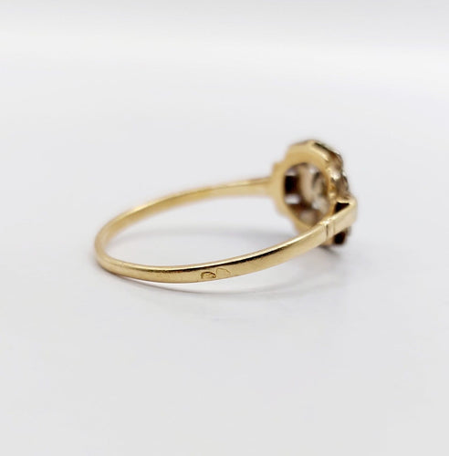 Bague 58.5 Bague Art déco en or 18K, platine et diamants taille rose 58 Facettes A07395