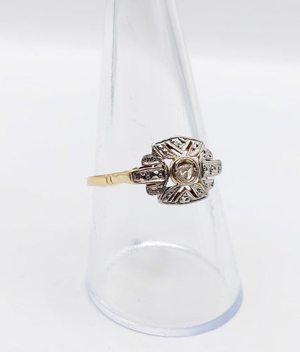 Bague 58.5 Bague Art déco en or 18K, platine et diamants taille rose 58 Facettes A07395
