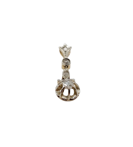 Starožitný přívěsek z 18k zlata, Platina a diamanty brusu rose 