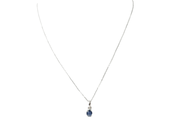 Collier Collier solitaire en or blanc et saphir ovale 58 Facettes CLAL
