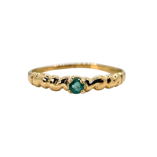 Smaragden ring in geelgoud 