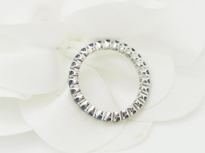 Bague 53 Bague alliance complète en or blanc et saphirs bleus 58 Facettes 27952