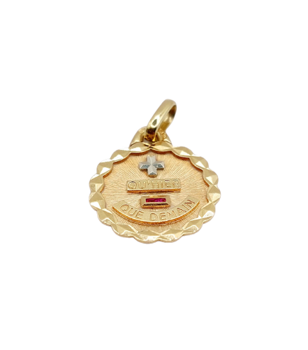 Augis - Love medal pendant in rose gold and ruby 