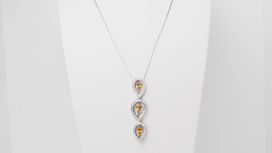 Collier Collier en or blanc, citrines et diamants 58 Facettes 32805b