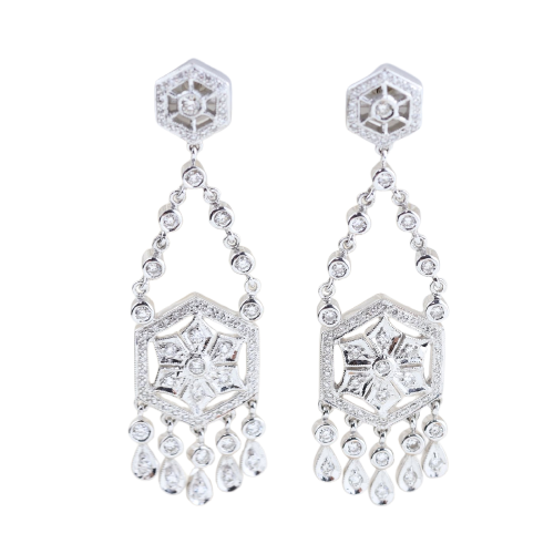 18K white gold chandelier earrings and 1.31 ct diamonds 