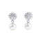 Convertible earrings in 18K white gold, diamonds and pearls 