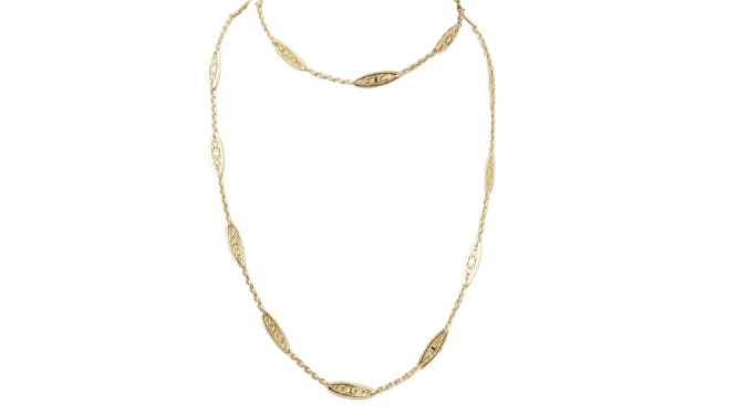 Collier Collier sautoir filigrane en or jaune 58 Facettes 32554