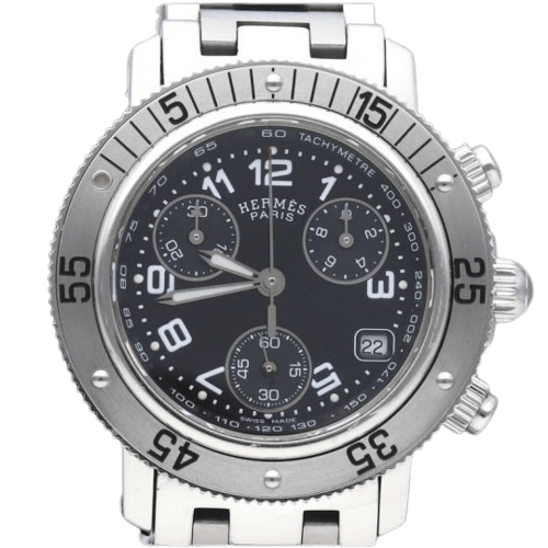 Montre Hermès Clipper - Montre chronographe en acier 58 Facettes MT46099