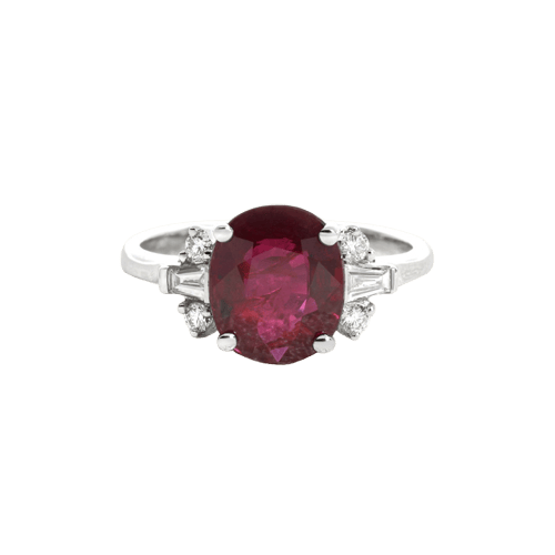 Bague 53 Bague en or blanc, rubis et diamants 58 Facettes OC-61600018