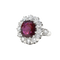 Anillo de oro blanco, rubíes y diamantes 
