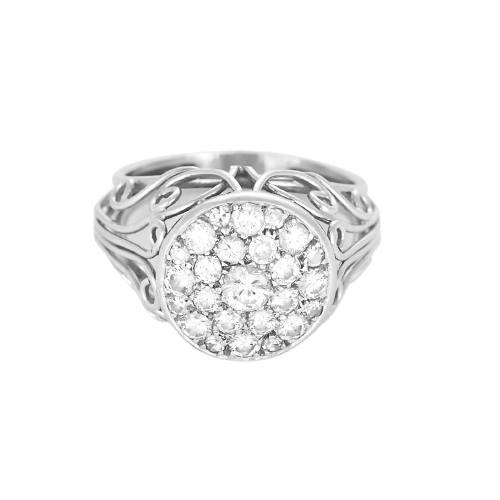 Bague 58 Bague dôme en or blanc et diamants 58 Facettes B260196