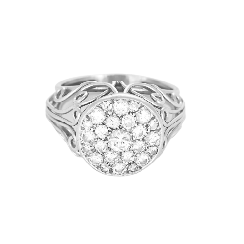White gold dome ring with diamonds 