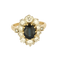 Ring Daisy in yellow gold and gray gold, sapphire and diamonds 