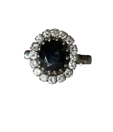 Bague 55.5 Bague marguerite en or blanc, saphir et diamants 58 Facettes 613