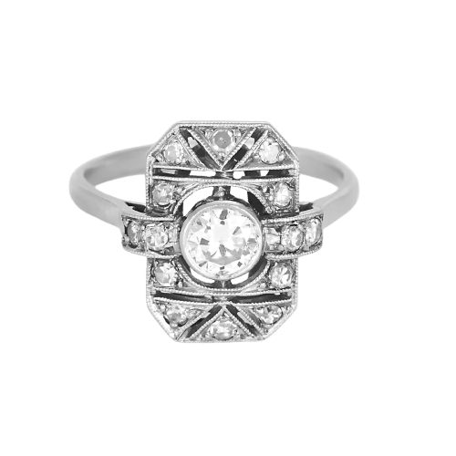 Bague 53 Art Déco - Bague en platine et diamants 58 Facettes B260362