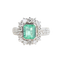 18K white and yellow gold cluster ring, Colombian emerald and diamonds 