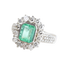 18K white and yellow gold cluster ring, Colombian emerald and diamonds 