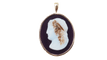 Pendentif Pendentif camée sur agate bleue en or jaune 14 kt 58 Facettes 32798