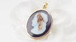 Pendentif Pendentif camée sur agate bleue en or jaune 14 kt 58 Facettes 32798