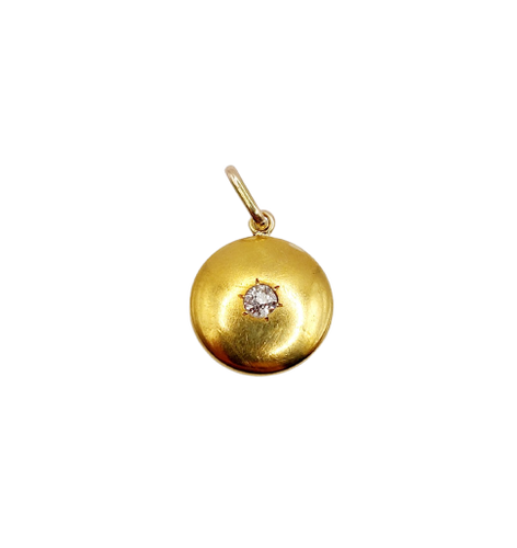 Медальон мишена Art Deco от 18K злато и диамант с антична шлифовка 
