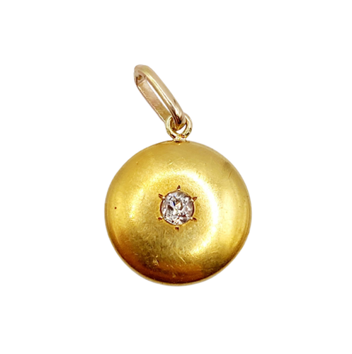 Målvedhæng Art Deco i 18K guld og diamant i gammel slibning 