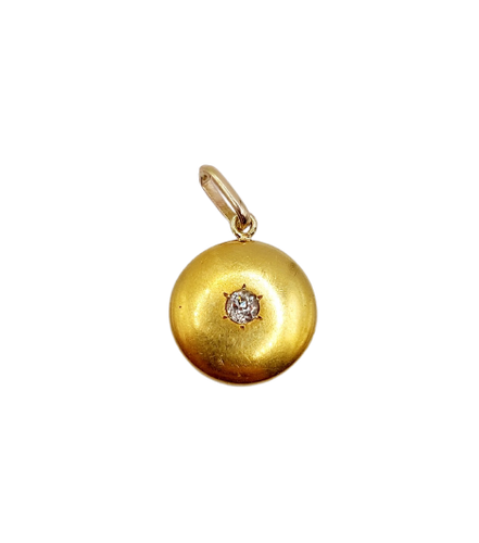 Målvedhæng Art Deco i 18K guld og diamant i gammel slibning 