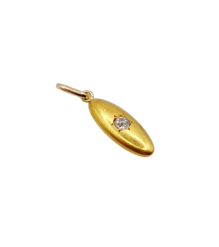 Navettevedhæng Art Deco i 18k guld og diamant i gammel slibning 