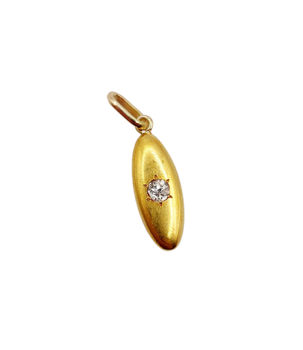 Navettevedhæng Art Deco i 18k guld og diamant i gammel slibning 