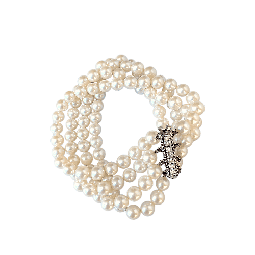 Bracelet Années 1960 - Bracelet en or gris, perles de culture et diamants 58 Facettes 1785
