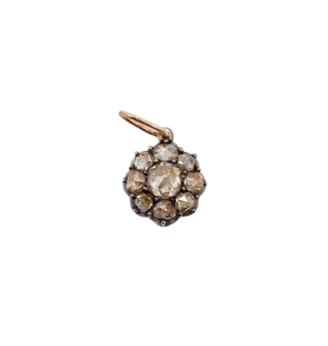 Victorian 18K gold pendant, silver and diamonds 