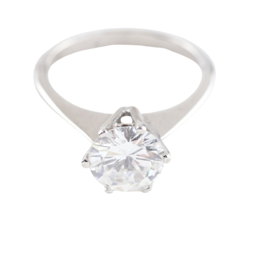 Solitario - Anello in oro bianco 18K e diamante 1,84 ct 