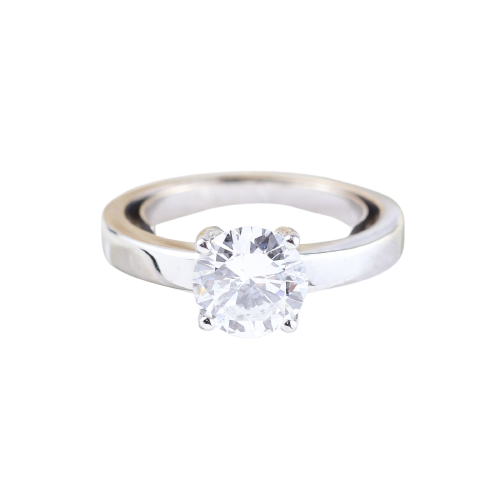 Solitaire - 18K white gold ring and 1.72 ct natural diamond 