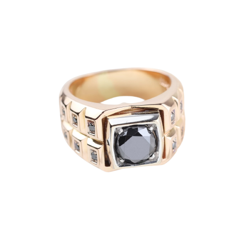 Zancan - Ring in rose and white gold with black diamonds 