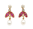 Vintage 18K gold earrings, diamonds, rubies and pearls 