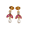 Vintage 18K gold earrings, diamonds, rubies and pearls 