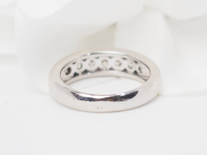 Bague 52.5 Demi-alliance - Bague en or blanc et diamants 58 Facettes 33105