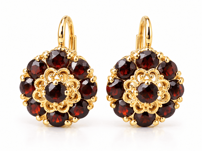 Boucles d'oreilles Boucles d'oreilles dormeuses en or jaune et grenat 58 Facettes 33473
