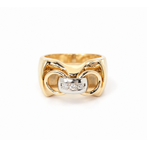 Bague 53.5 Bague Tank ancienne des années 1940 en or bicolore 18k et diamants 58 Facettes 33465