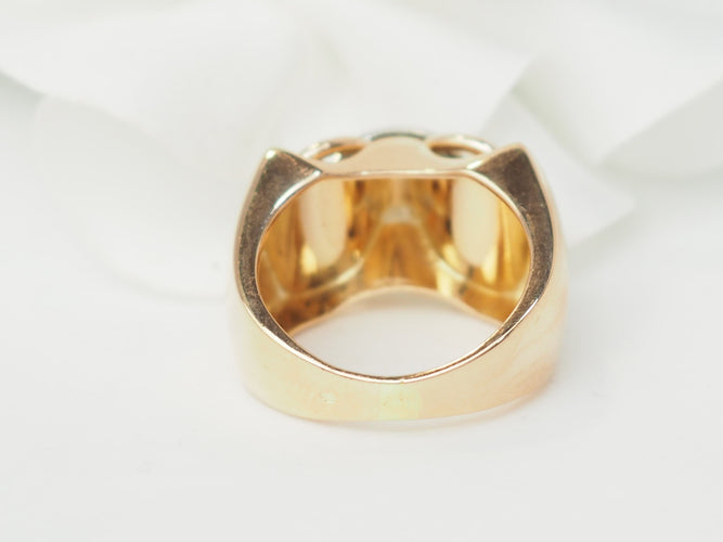 Bague 53.5 Bague Tank en or jaune et blanc et diamants 58 Facettes 33465