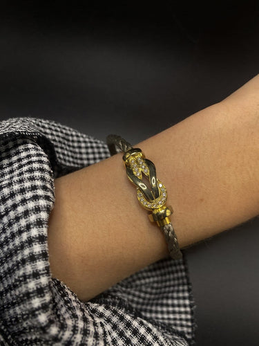 Bracelet Fred Chance Infinie - Bracelet GM en or jaune 18K, acier et diamants 58 Facettes SKU/