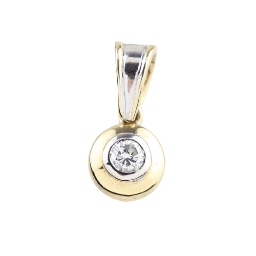 18K two-tone gold pendant and 0.16 ct diamond 