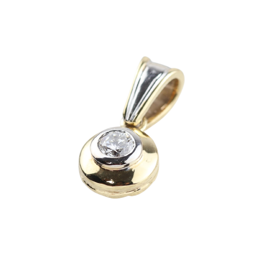 18K two-tone gold pendant and 0.16 ct diamond 