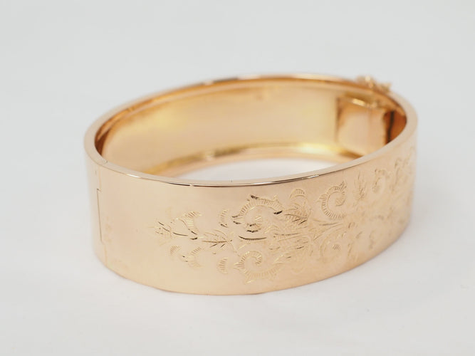 Bracelet Bracelet ancien - Jonc floral en or rose 58 Facettes 33493