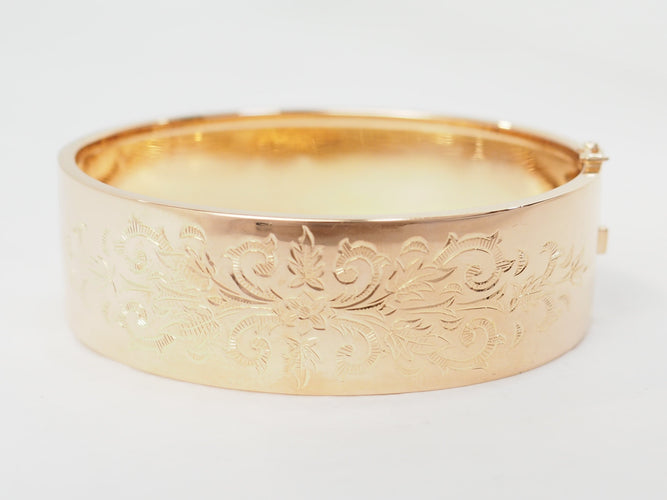 Bracelet Bracelet ancien - Jonc floral en or rose 58 Facettes 33493