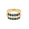Yellow gold ring Half-eternity ring with sapphires and diamonds 