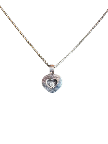 Chopard Happy Diamonds - Колие със сърце от бяло злато и подвижен диамант 