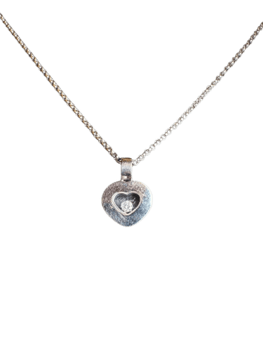 Collier Chopard Happy Diamonds - Collier cœur en or blanc et diamant mobile 58 Facettes Collier Chopard