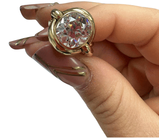 René Boivin - 18 ct yellow gold ring and old-cut diamond 