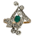Edwardiánský - Prsten ze žlutého zlata 18 kt a Platina, smaragdem a diamanty 