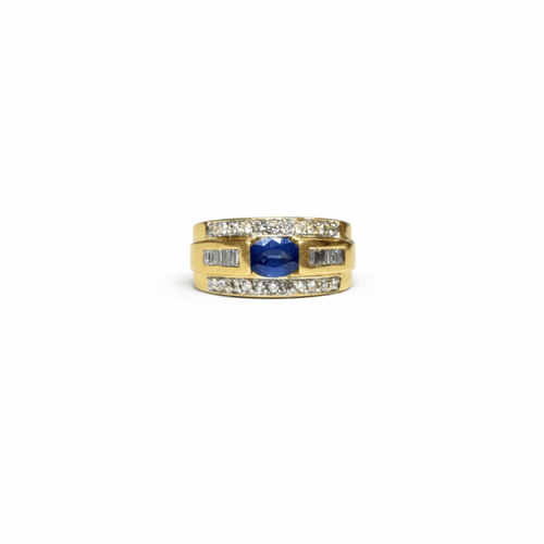 Bague 55 Bague bandeau saphir en or jaune 18K 58 Facettes REF2573-341